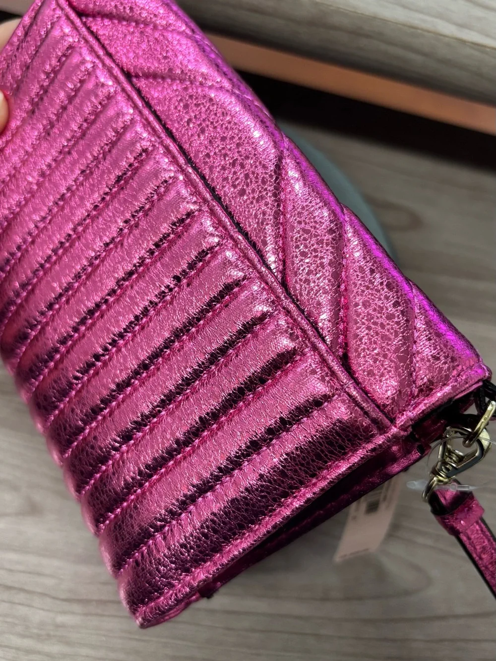 Victoria's Secret Metallic Fuchsia Quilted Wristlet